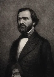 Porträtt av kompositören Giuseppe Verdi 1813-1901, ca. 1850.