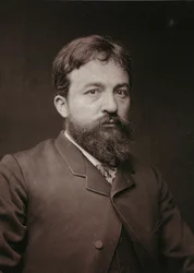 Konstnärligt och biografiskt album, 5:e årgång, Salong 1885; porträtt av Pierre Fritel (1853-1942), fransk målare, skulptör och gravör