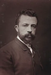 Konstnärligt och biografiskt album, 5:e årgång, Salong 1885; porträtt av den belgiske målaren Évariste Carpentier (1845-1922)
