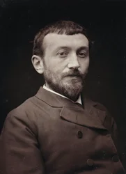Konstnärligt och biografiskt album, 5:e årgång, Salong 1885; porträtt av den franske målaren Alfred-Henri Bramtot (1852-1894)
