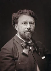 Konstnärligt och biografiskt album, 5:e årgång, Salong 1885; porträtt av den franske målaren Alfred-Pierre Joseph Agache (1843-1915)