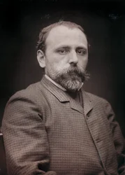 Konstnärligt och biografiskt album, 6:e årg., Salong 1885; porträtt av målaren Edouard Jean Dambourgez (1844-1931)