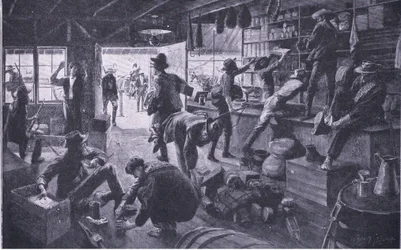 Boers plundrar en butik i Grange River-fastigheten, illustration från After Pretoria: The Guerilla War, 1902