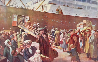 Emigranter på väg till Kanada ombord på RMS Empress, Liverpool