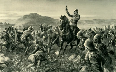 "Lord Methuen samlar sina brutna krafter vid Tweebosch", 1902.