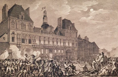 Robespierre, Saint-Just, Couthon och Hanriot tar sin tillflykt i Hotel-de-Ville i Paris, 9 Thermidor år II (27 juli 1794) 1800