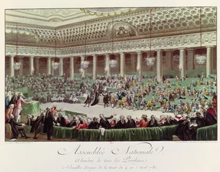 Nationalförsamlingen avsäger sig alla privilegier, 4 augusti 1789, graverad av Helman (1743-1809)