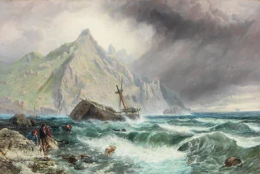En fregatt som förliste på Spaniens sydkust, 1863
