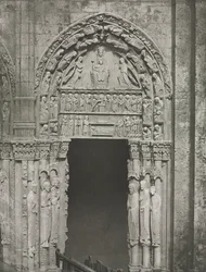 Chartres katedral: Höger dörr till den kungliga portalen med Our Lady of Chartres, 1857.