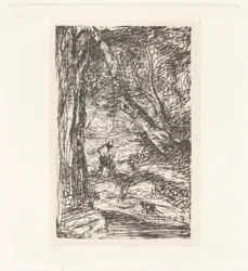Planche XI - Le Bûcheron (Plansch XI - Träskäraren),ca 1857 (tryck)