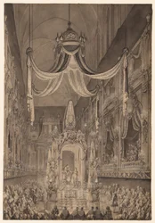 Begravning för Marie-Thérèse av Spanien, Dauphine av Frankrike, i kyrkan Nôtre Dame...1746, ca. 1746.