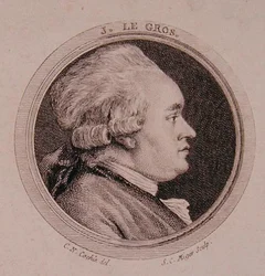 Porträtt av Joseph Le Gros (1739-93) graverad av Simon Charles Miger (1736-1820) (gravyr)