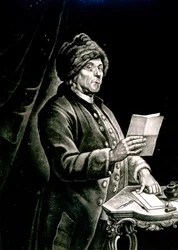 Porträtt av Benjamin Franklin, 1777 (litografi) (svart foto)