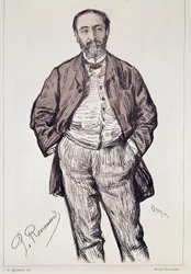 Porträtt av Camille Saint, Saens, fransk kompositör, 1900-talet (gravyr)