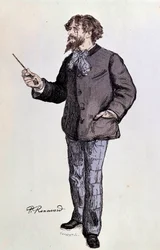 Porträtt av författaren Alphonse Daudet (1840-1897) Illustration av Paul Renouard privatsamling från 1800-talet