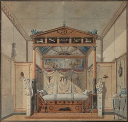 Design av sängen, c. 1800.