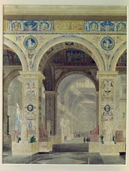 Interior View of the Louvre (gouache & wc on paper)