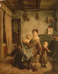 Cache-Cache, en inredning med mor och barn