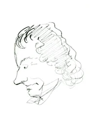 Självporträtt, ca. 1843 (penna på papper) (s/v foto)