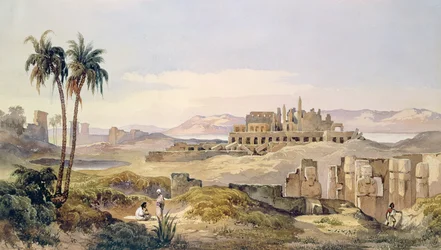 Vy över ruinerna av Karnak i Egypten