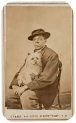 Porträtt av en man och en hund,ca. 1860 (foto)
