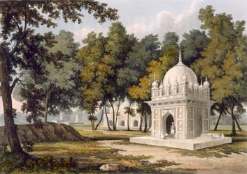 Gravar nära Etaya, från "A Picturesque Tour Along the Rivers Ganges and Jumna in India", graverad av Thomas Sutherland, utgiven av Ackermann, 1824 (akvatint).