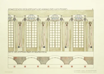 Reception och musikrum, ca 1901 (färglitografi)