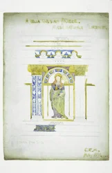 A Della Robbian [sic] Frieze, Museo Nationale, Florens, 1891 (penna och akvarell på papper)
