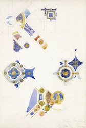 Certosa di Pavia, studier av takdekorationen, 1891