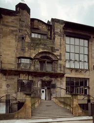 Utsikt över School of Fine Arts designad av arkitekten Charles Rennie Mackintosh (1868-1928)