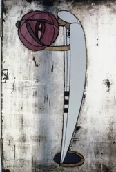 Vitt skåp designat för Mrs. Rowat, 1902 (trä, målat glas, emalj)
