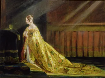 Drottning Victoria i sin kröningsdräkt, 1838