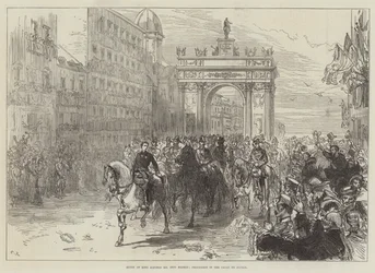 Kung Alfons XII:s intåg i Madrid, procession i Calle de Alcala