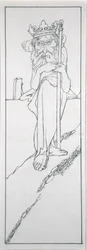 Han höll en spira i handen och bar en krona på pannan, illustration från 
