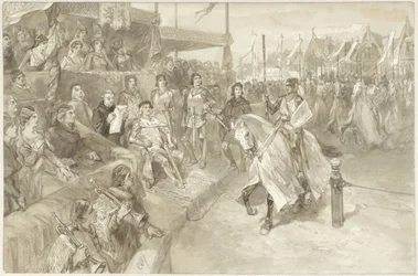 Turneringsspel i Haarlem, illustration av avsnittet från De Roos van Dekama