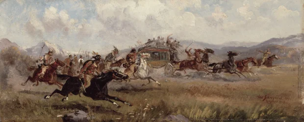 Siouxer angriper en diligens, 1909