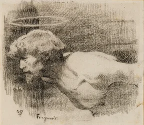 Studie för The Beheading of St. John the Baptist, c.1881 (kol på tjockt krämpapper)