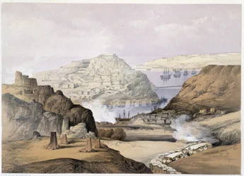 Staden Sebastopol i "" Sevastopol"" av Ch.Hardinge. Litho av Vincent Brooks, d. London 1855 Henry Graves.