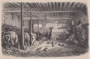 Ett stall, från Magasin Pittoresque, ca. 1852.