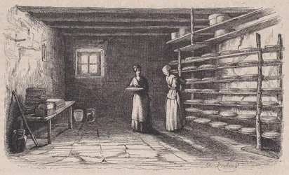 En ostfabrik, från Magasin Pittoresque, ca. 1852.