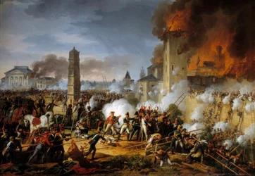 Attack och intagande av Regensburg av marekalen Lannes den 23/04/1809 Målning av Charles Thevenin (1764-1838) 1810 Sön. 1,83x2,57 m