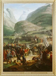 Den franska armén korsar Saint Bernard-passet
nära staden St. Pierre ...