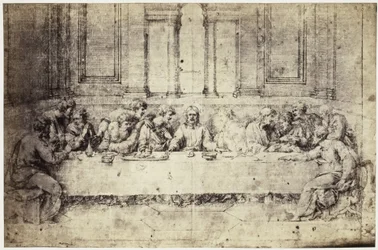 Fotoreproduktion av en teckning av Raphael, Nattvarden