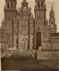 Västfasaden på katedralen i Santiago de Compostela, Spanien