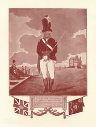 Porträttrepresentation av uniform inskriven av innehavaren, 1780-1820, 1909