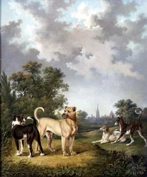 Dogs in a Landscape, ca 1820 (olja på duk)