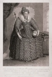 Drottning Elizabeth I håller spira och klot, 1868