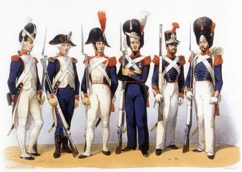 Den franska arméns uniformer, Nationalgardet (infanteri), 1700-1800-talet, graverad av Charles Vernier (1831-1887)