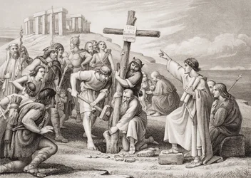 Den första predikan av kristendomen i Storbritannien, från "Illustrationer av engelsk och skotsk historia" volym I