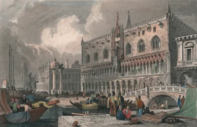 Canal Grande & Dogepalatset, Venedig, 1844.